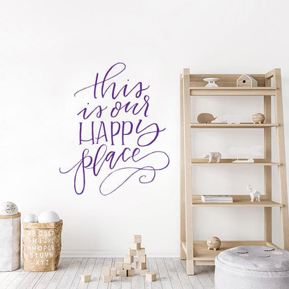 This is Our Happy Place Wall Decal Decals Urbanwalls Purple 46" x 55.5" 