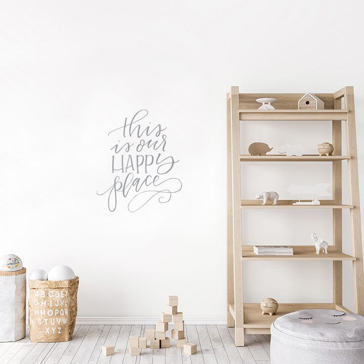 This is Our Happy Place Wall Decal Decals Urbanwalls Silver (Metallic) 23" x 28" 