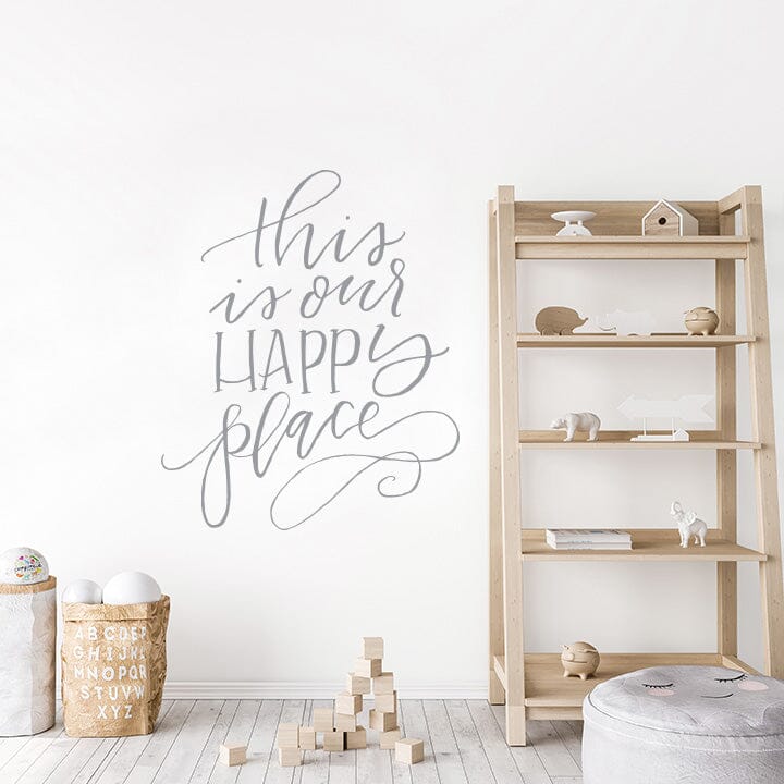 This is Our Happy Place Wall Decal Decals Urbanwalls Silver (Metallic) 46" x 55.5" 