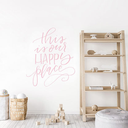 This is Our Happy Place Wall Decal Decals Urbanwalls Soft Pink 46" x 55.5" 