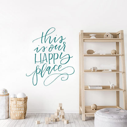 This is Our Happy Place Wall Decal Decals Urbanwalls Turquoise 46" x 55.5" 
