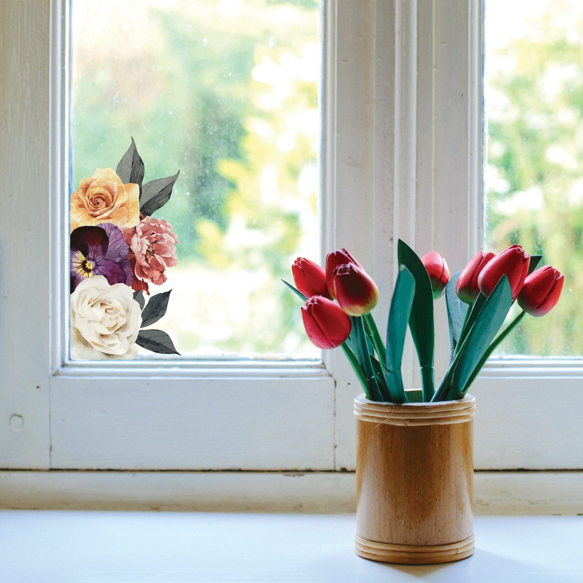 Vintage Floral Window Decals Decals Urbanwalls Standard Adhesive Sample 