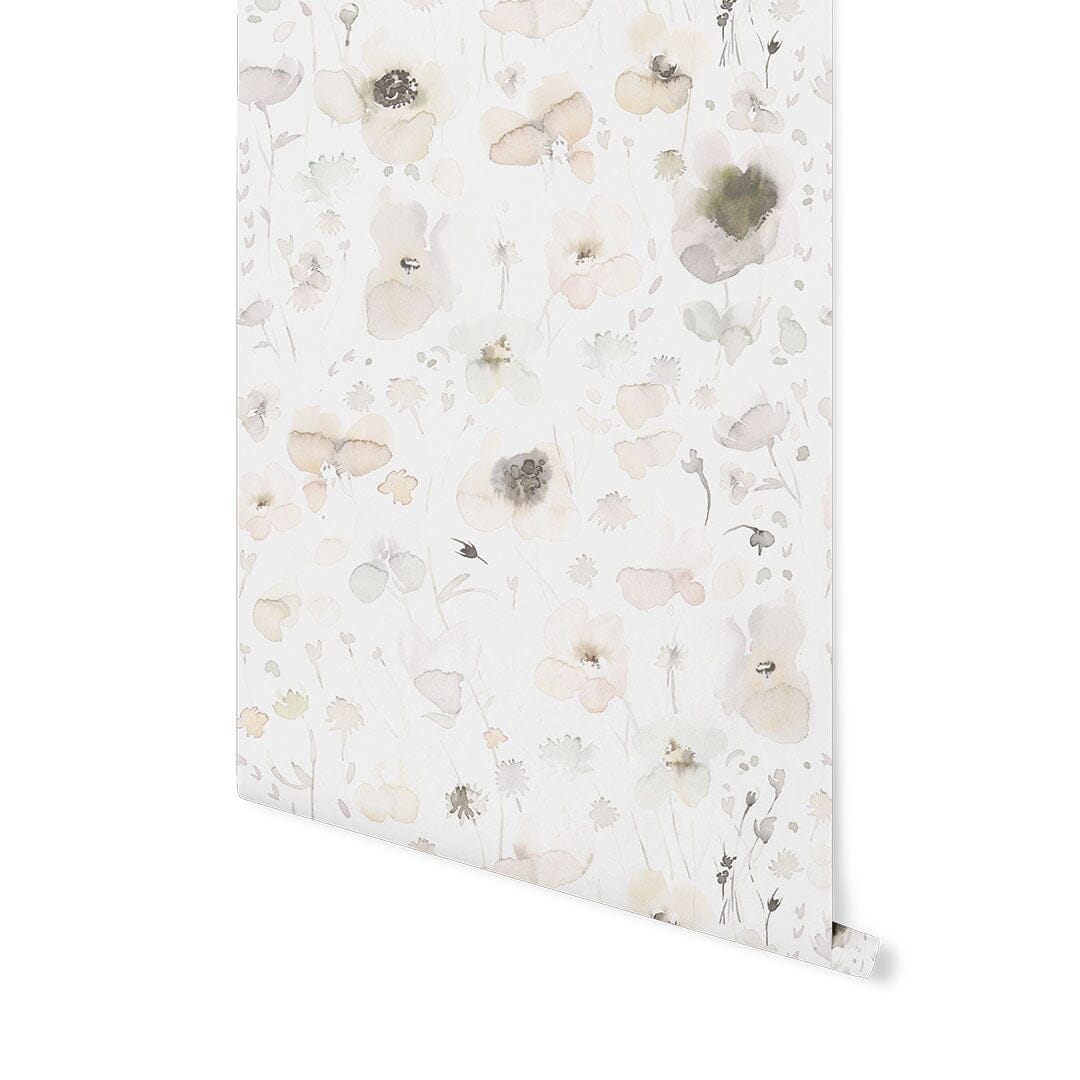 Watercolor Wildflowers Wallpaper Wallpaper Urbanwalls Standard Wall DOUBLE ROLL : 46" X 8 FEET 