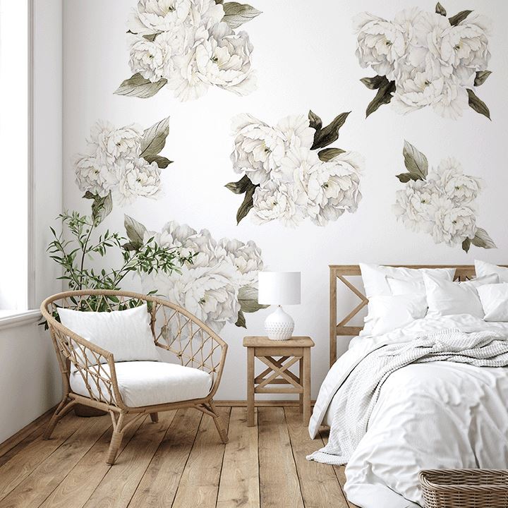 White Peony Wall Decal Clusters Decals Urbanwalls Textured Wall Full Order 